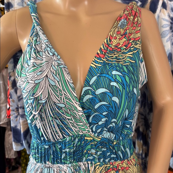 Zen Knits Floral Chrysanthemum Faux Wrap Maxi Dress Small - Picture 5 of 6